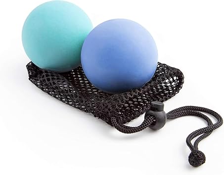 Japanese Craftsmanship Physical Massage Therapy Ball Set - Ideal for Yoga, Deep Tissue Massage,Yoga & Trigger Point Treatments. Set - 2 Extra Firm Balls W/Mesh Bag, Blue