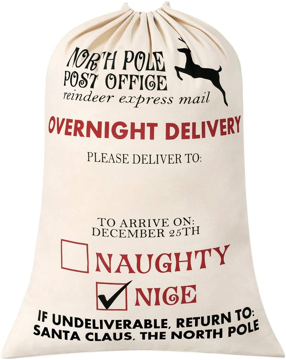 Boolavard 1 Blank Santa Sack 9.7"X27.6" Large Size Christmas Bag With Drawstring (1)