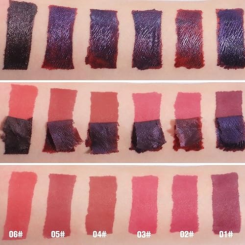 Vista 67 de evpct Tinte labial rojo malva profundo con pinzas, lápiz labial líquido mate, larga duración, impermeable, para mujeres, taza antiadherente, lápiz