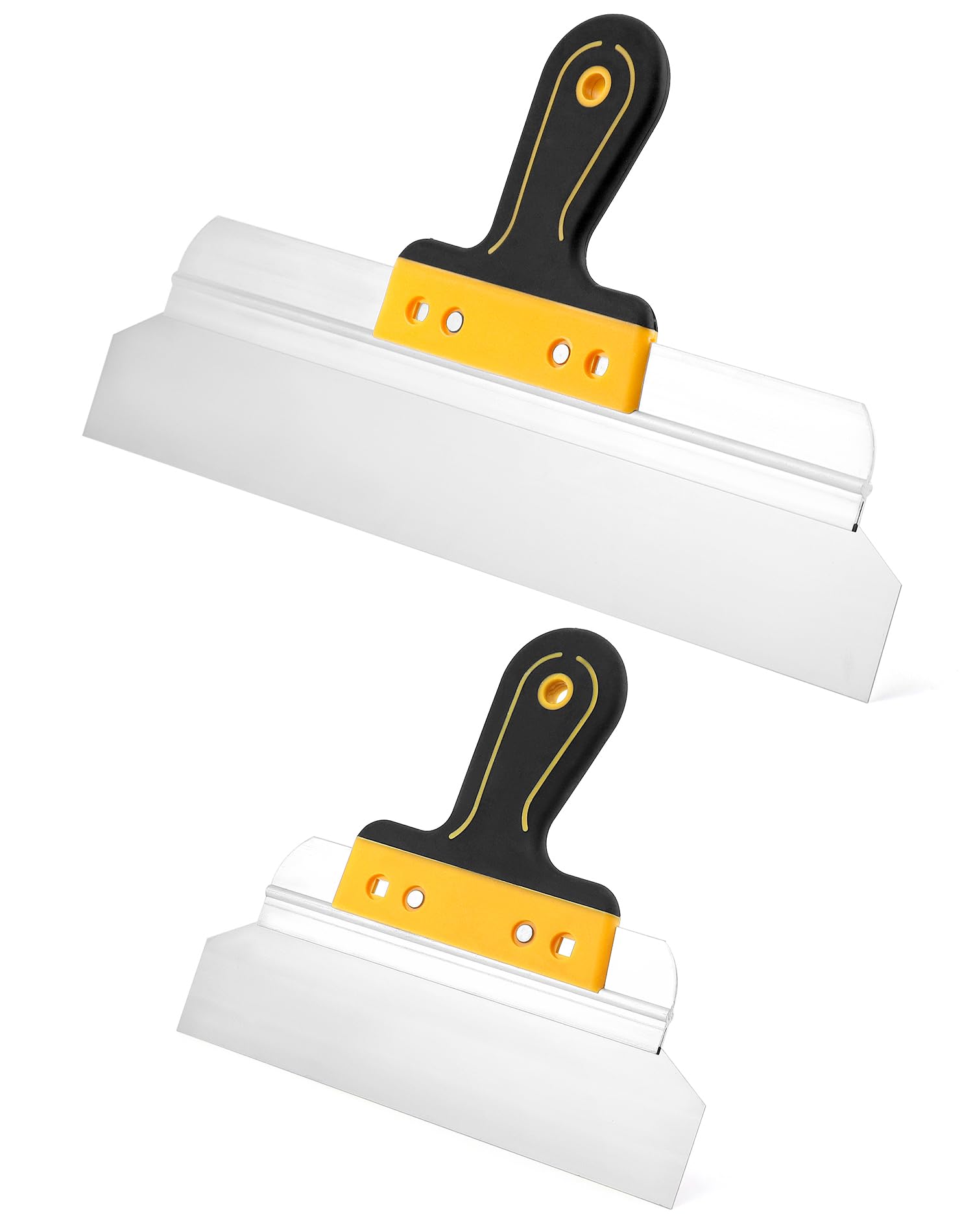 QWORK® Ensemble de Couteau à enduire 250mm + 400 mm, Spatule enduit en acier inoxydable, Poignée ergonomique avec trou de suspensione