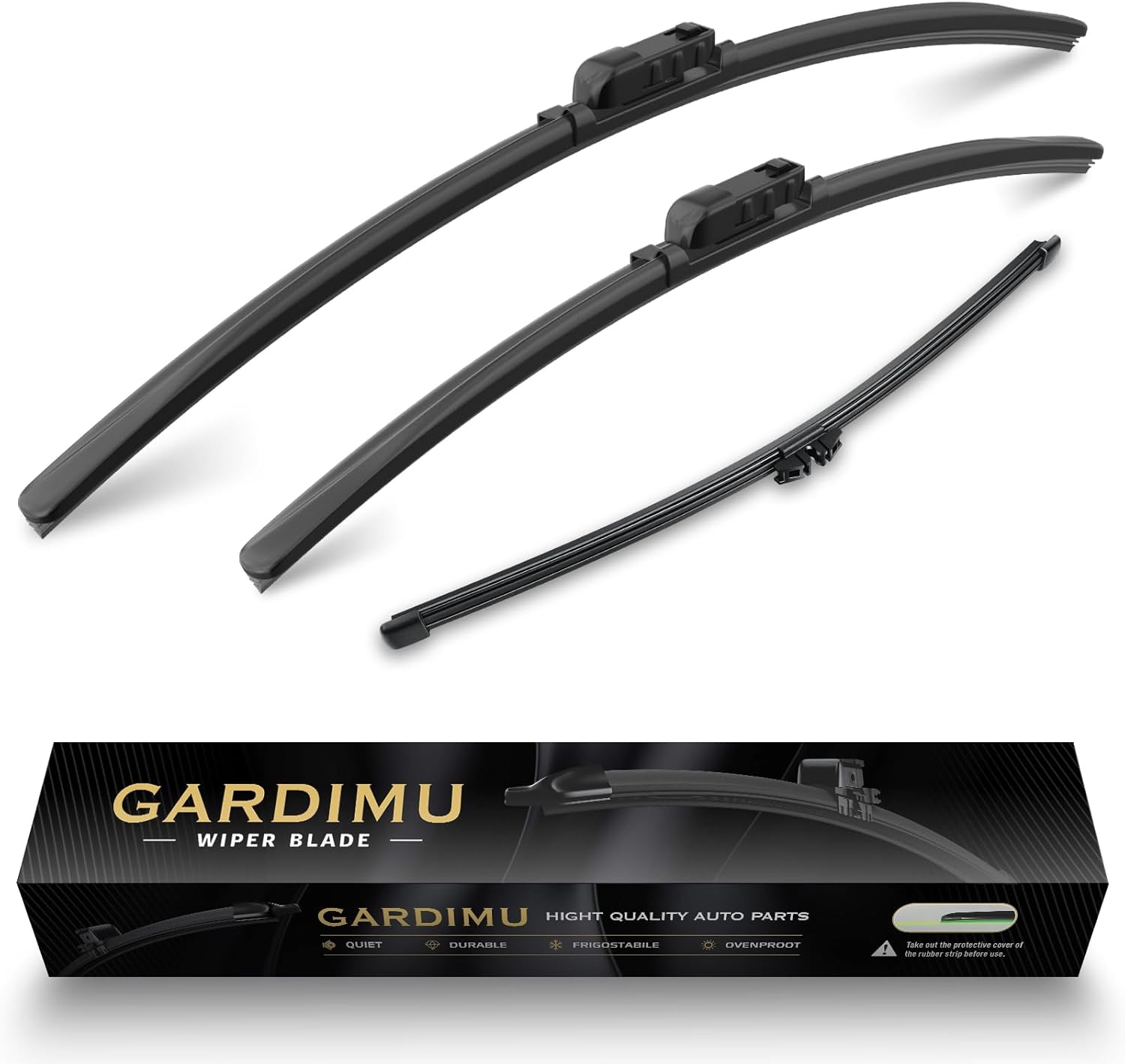 GARDIMU 3 Pcs Front and Rear Windshield Wiper Blades, Replacement Car Window Wiper