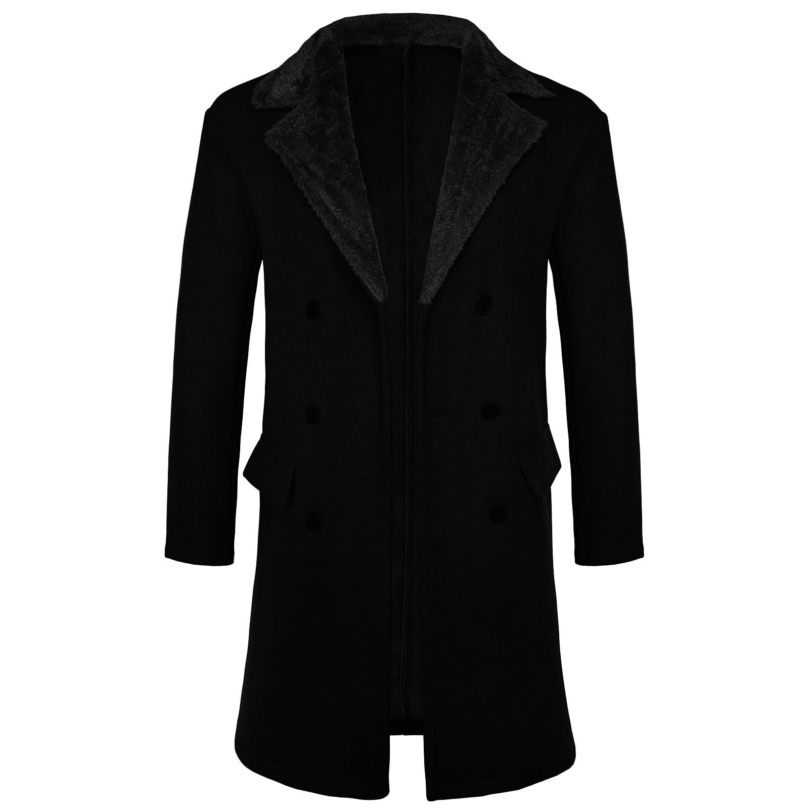 UHouse Wollmantel Herren Kurzmantel Winter Wolle Mantel Business Winterjacke Lang Herrenmantel Reverskragen Wintermantel Freizeit Winterparka Männer Trenchcoat Fleece Mäntel Elegant Parka