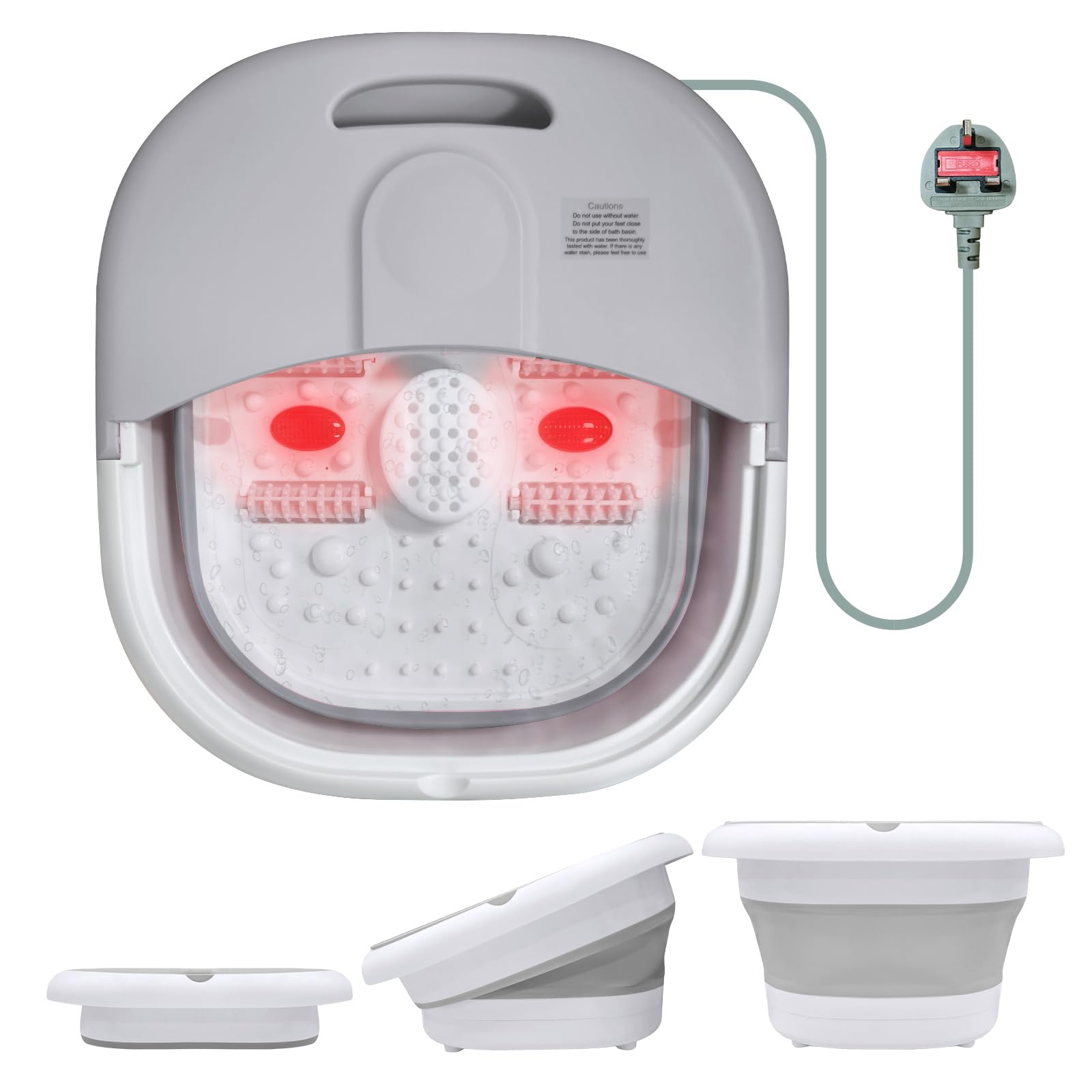 Homarket Collapsible Foot Spa Bath Massager, Electric Foot Soaking Tub with with Heat, Bubbles and 4 Shiatsu Rollers, Infrared sterilization Foot Massager for Pain Relief and Relaxation at Home Grey