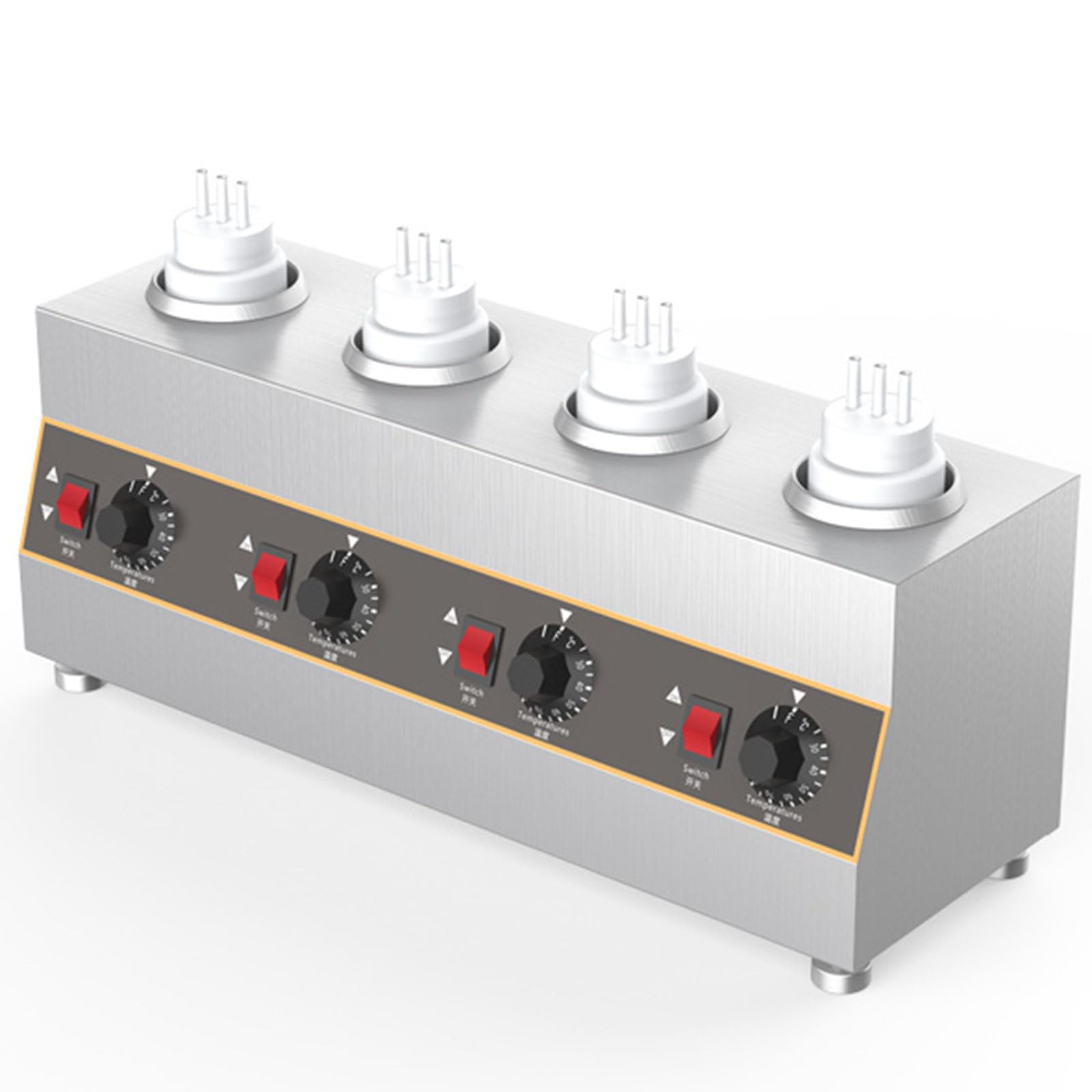 ASerZenith Commercial Electric Cheese Sauce Countertop Food Sauce Multifunction,Topping Bottle Hot Cheese Sauce Melter And Dispenser,4Grids