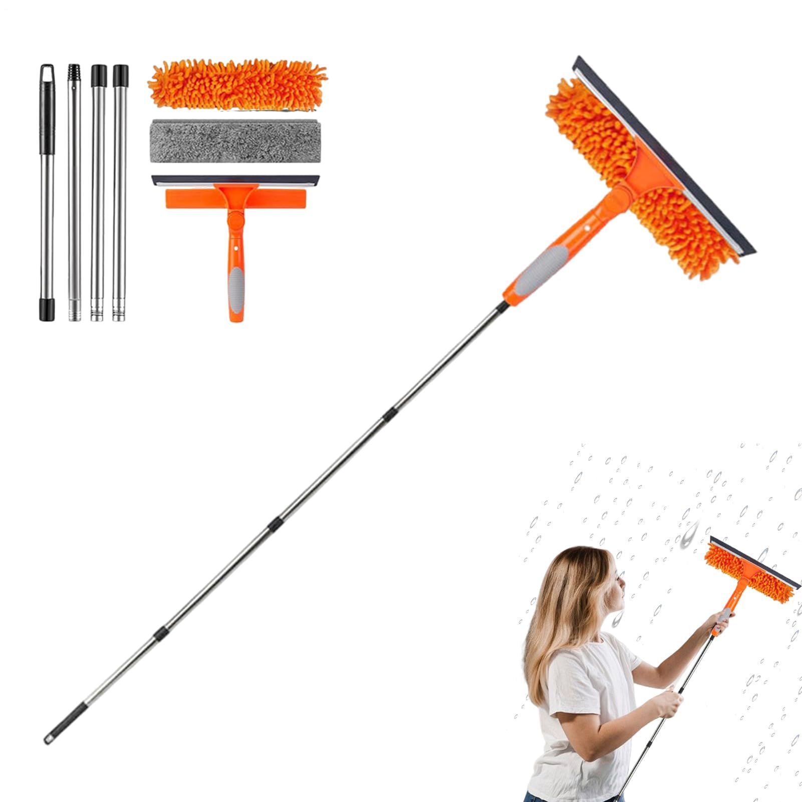 Escoba escobilla de goma for techo alto felpa acero inoxidable | Techos altos y ventanas: eliminación de telarañas y limpieza de cristales