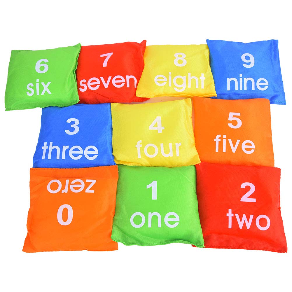 Restokki 10 pcs Kids Children Early Education Numbers Toy Bag Colors Sandbag Throwing Sports Game Prop