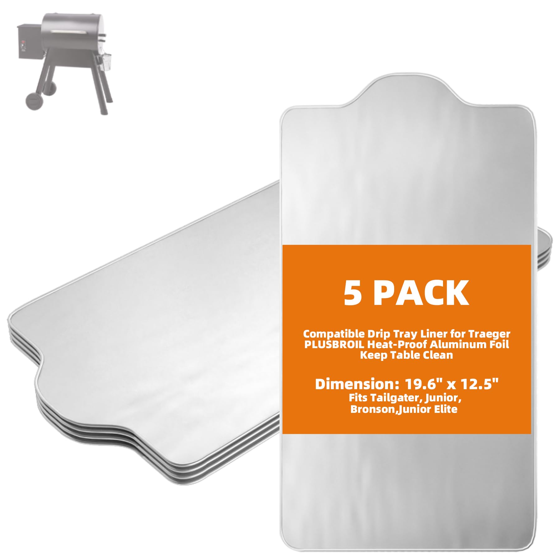 Photo 1 of ***missing 1***
PLUSBROIL BAC408 Drip Tray Liner for Traeger Pellet Grills (5 Pack)