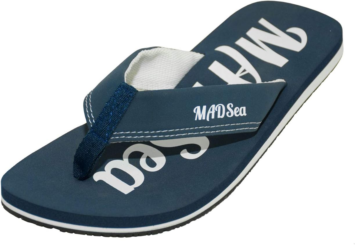 Men's Women's Wave Toe Post Sandals, Flip Flops, Toe Separator Sandals, Beach Summer, Dark Blue, White