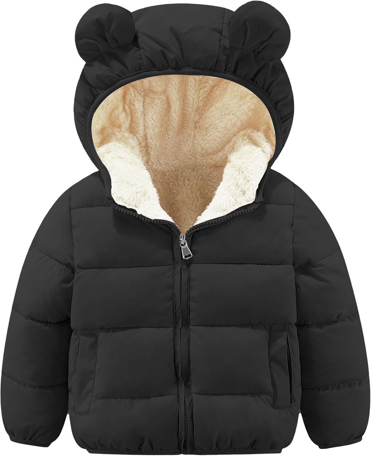 Toddler Boys Girls Thicken Winter Coat Baby Fleece Warm Cute Bear Ear Hooded Jacket Clothes 2024