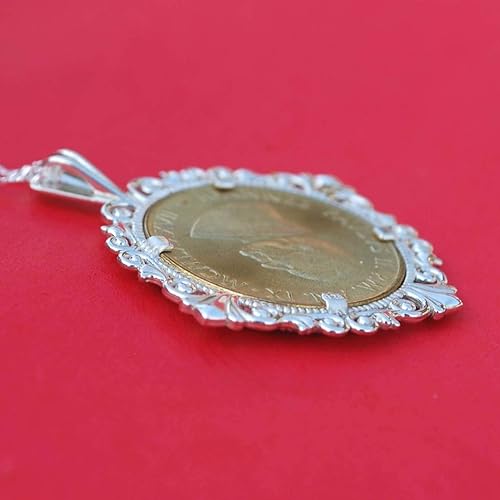 1987 Vatican 20 Lire Coin Assumption of Mother Mary Into Heaven Solid 925 Sterling Silver Necklace NEW