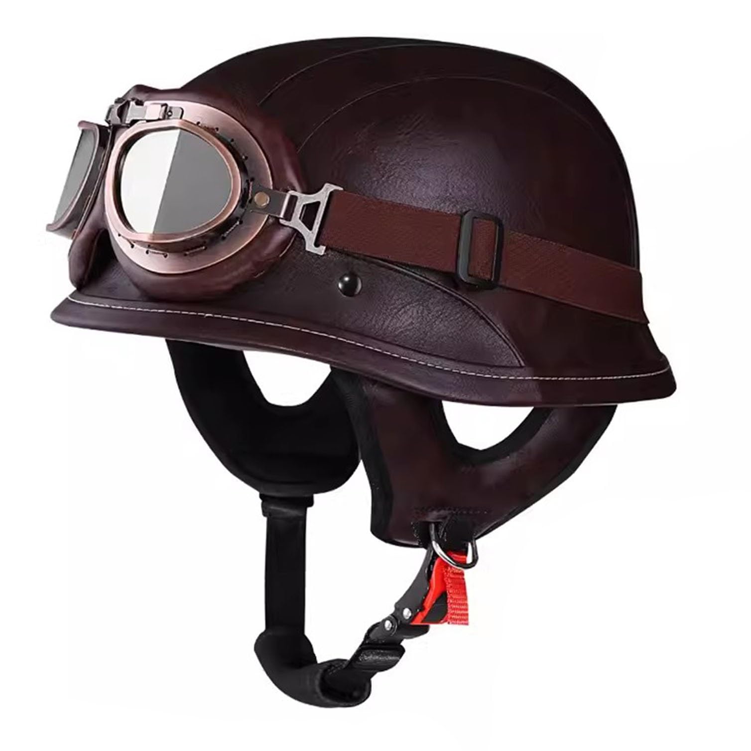 Casque mobylette vintage en cuir pour balades urbaines en scooter et vélo