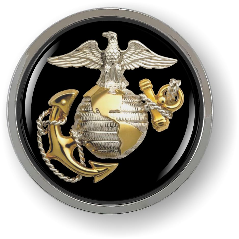 Image of BestLicensePlateFrames - USMC - The Eagle, Globe, and Anchor 3D Domed CAR Emblem Badge Sticker Chrome Plastic Bezel - Official U.S. Marine Corps Licensed Product