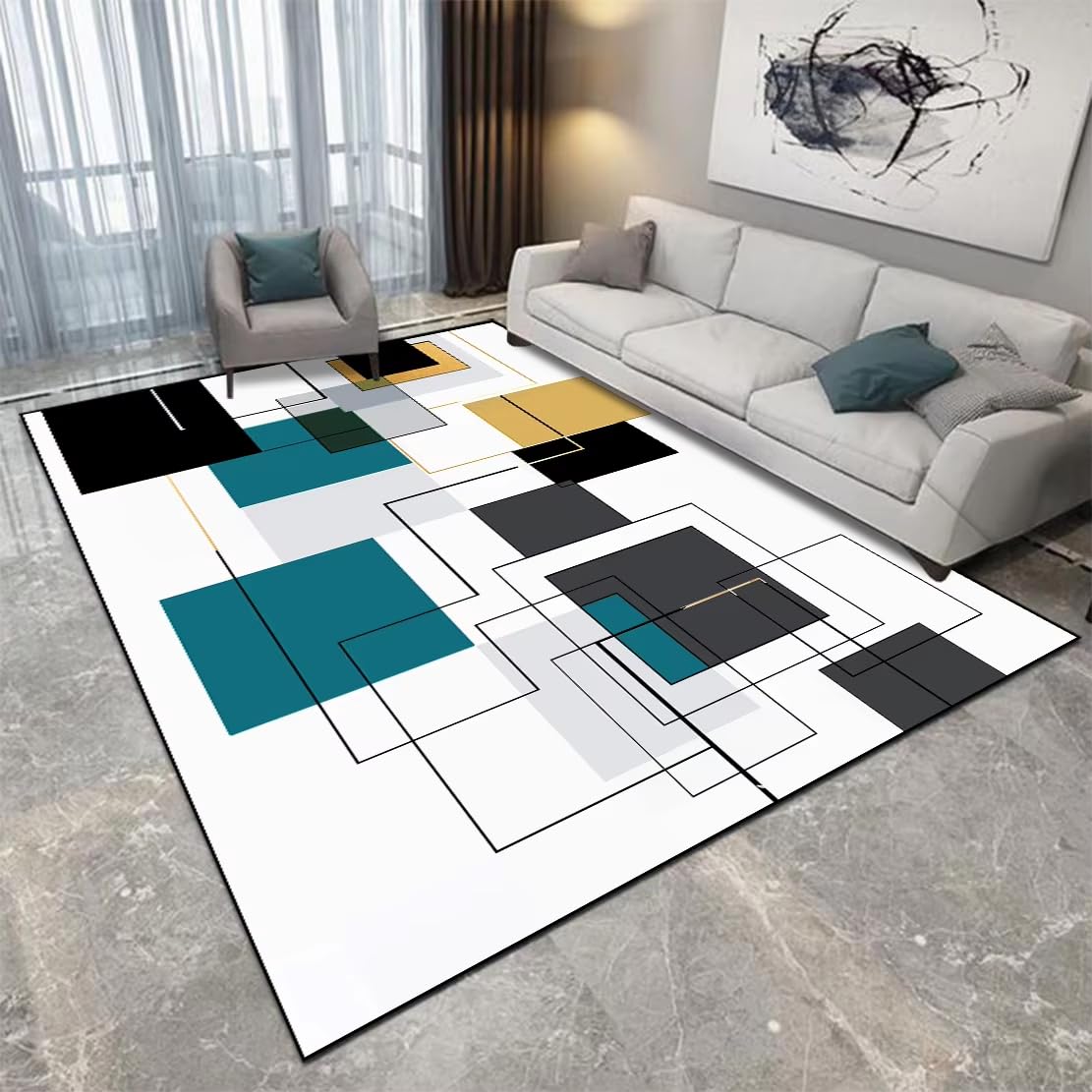 Alfombras geométricas modernas de lujo ligero para salones sofisticados y actuales