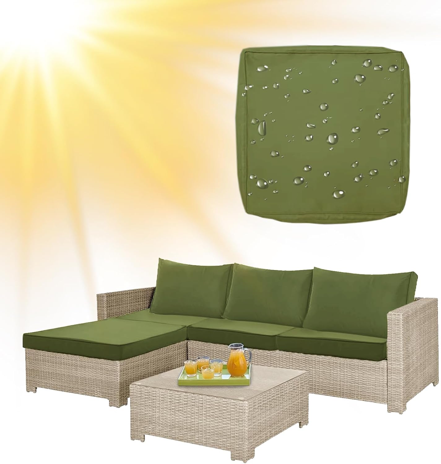 UNBBRRL Waterproof Patio Cushion Covers Replacement with