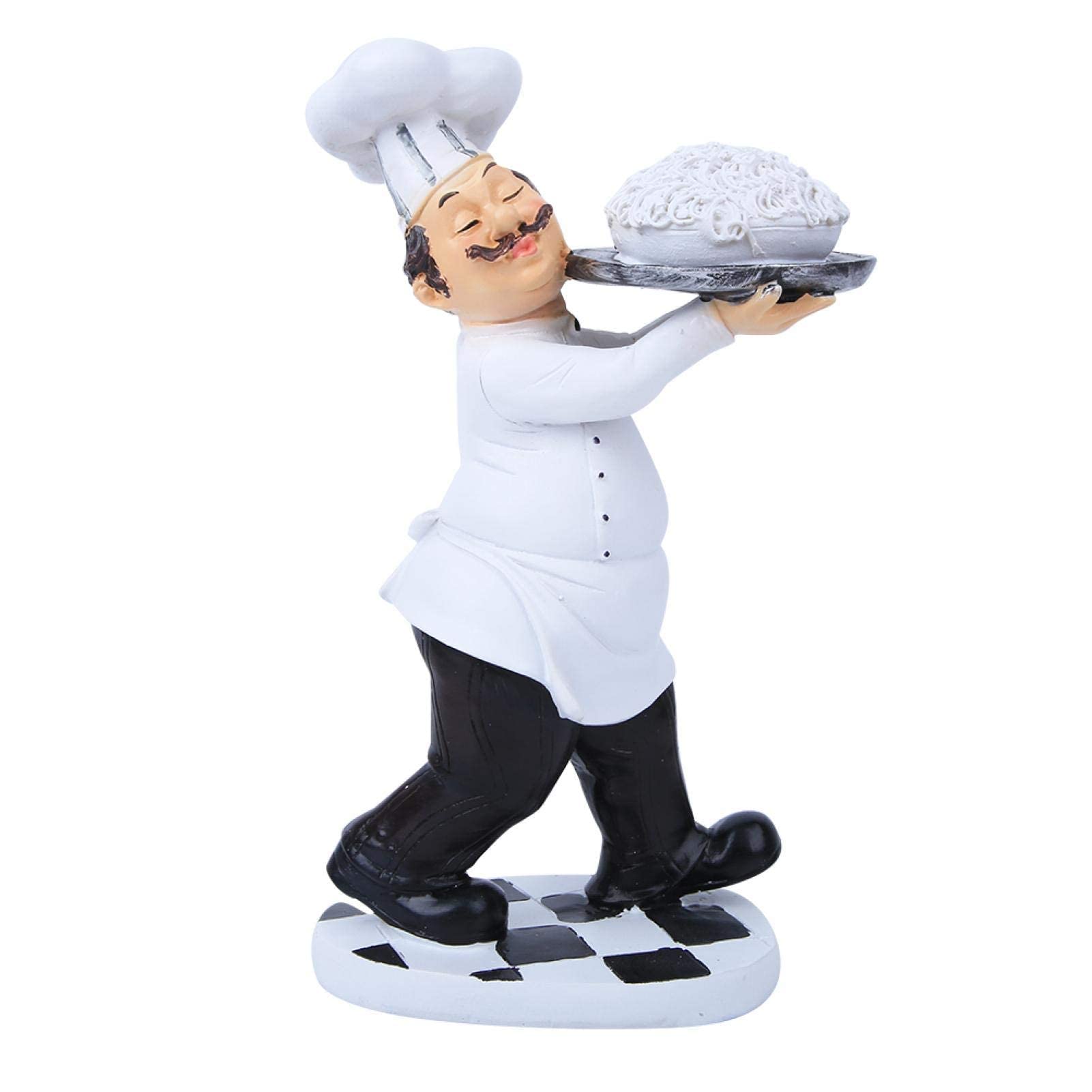 Figuras de Estatua de Chef, Estatua de Chef de tamaño pequeño Pintada a Mano con Base Estable para Regalos de inauguración de la casa para Decoraciones de Restaurante de Cocina casera (7124t)