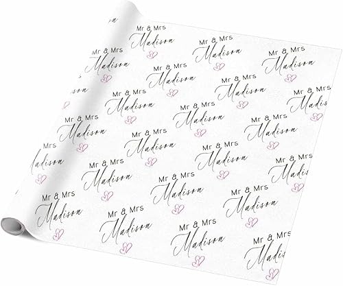 Miniatura 8 de Hoja de papel de regalo de boda personalizada con nombre para novia, novio, día de San Valentín, boda, fiesta, felicitaciones por el día de tu boda,