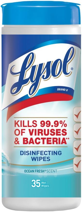 Lysol Disinfecting Wipes, Ocean Fresh, 35-Count (Pack of 3),Packaging May Vary
