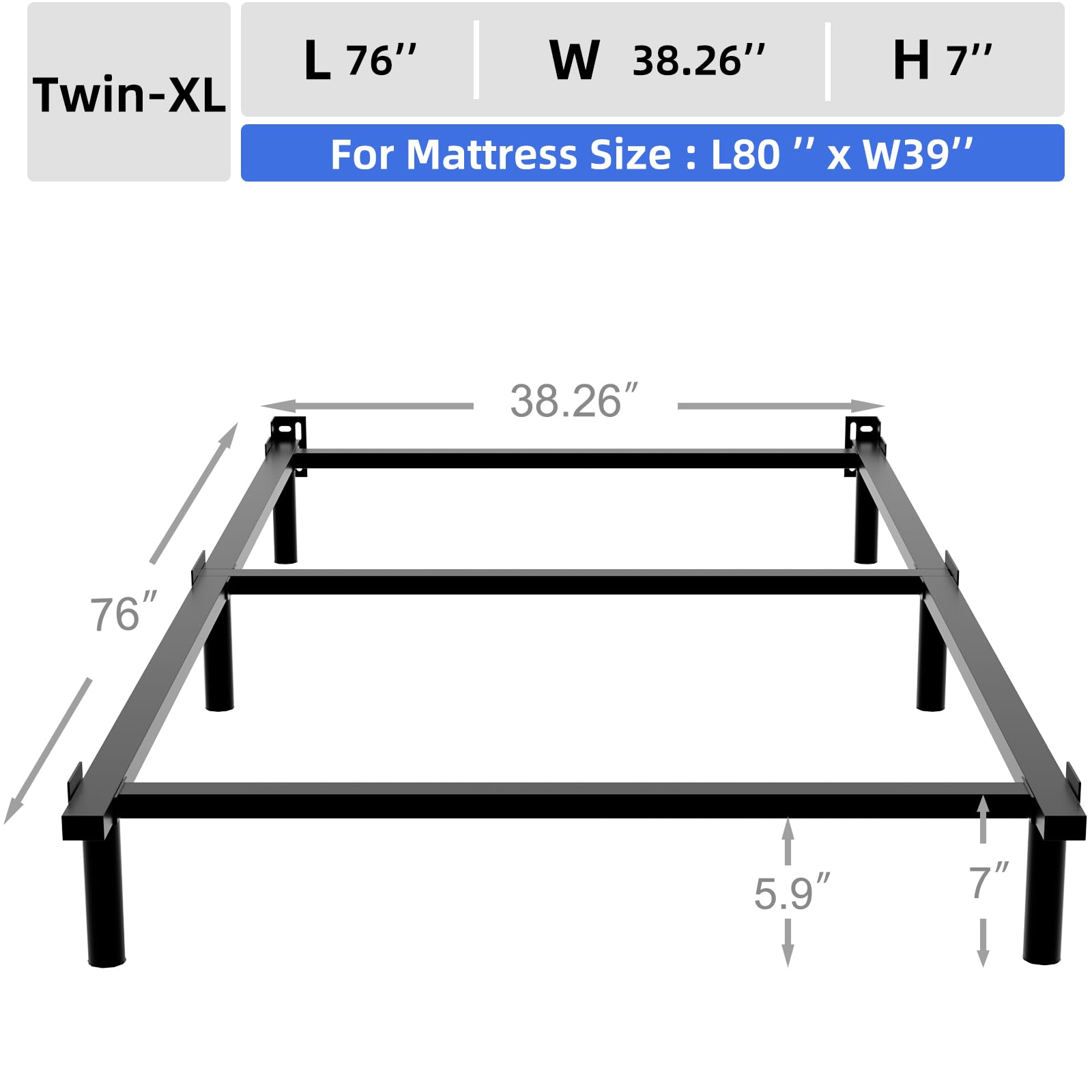 Amazon.com: DTIG Twin XL Bed Frame 7 Inch Metal Bed Frame for Box