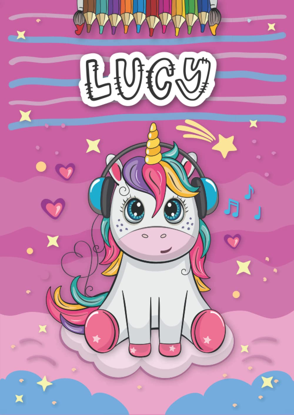 Lucy: Personalized Coloring Book for Lucy | Theme: Unicorn | Birthday gift for girl, daughter ... | Ages: 4-8 | 25 unicorn designs with name Lucy, Large size A4 (ca. 8.5 x 11 inches)