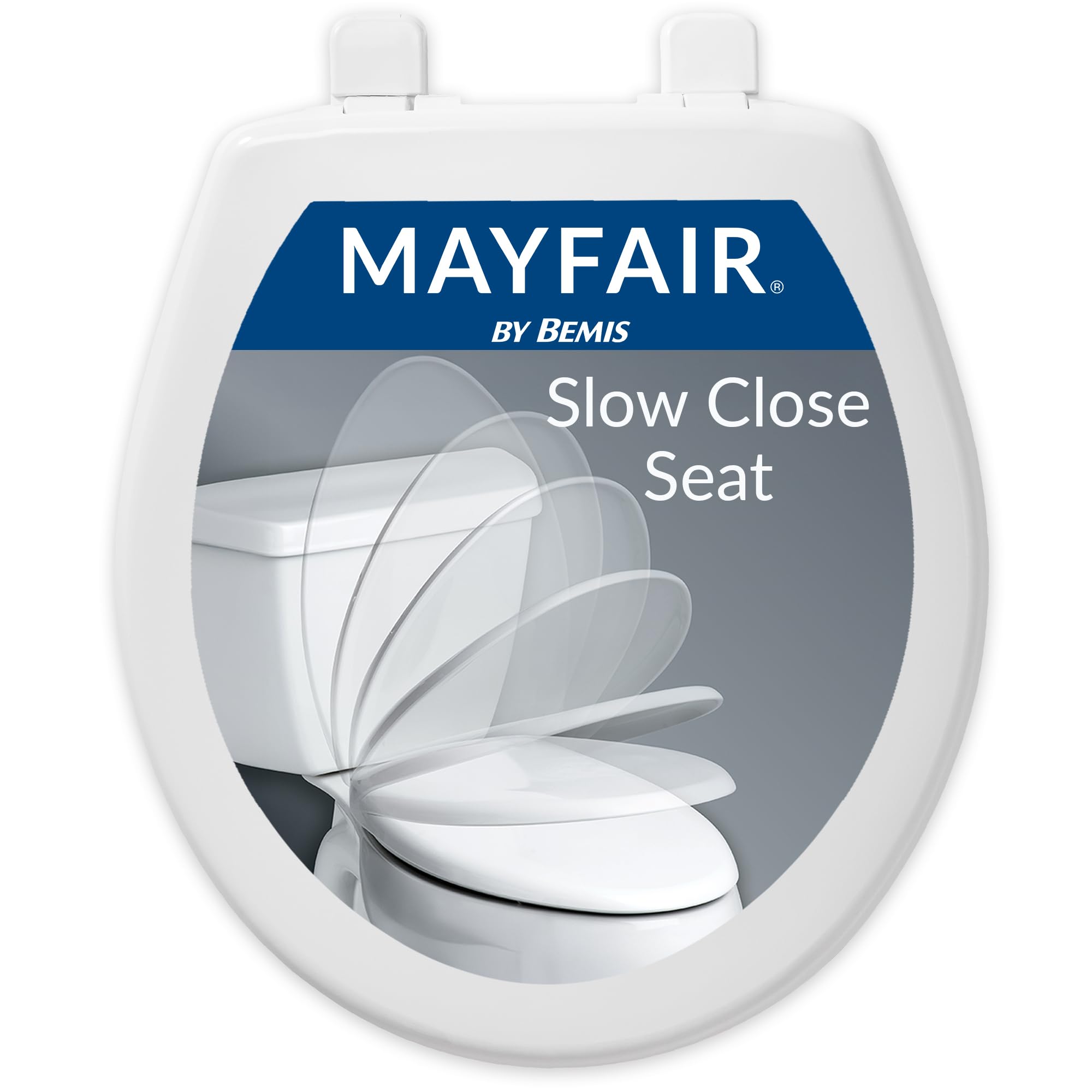 Mayfair 880SLOW 000 Caswell Toilet Seat Will Slowly Close and Never Loosen Long Lasting Plastic, White, Round