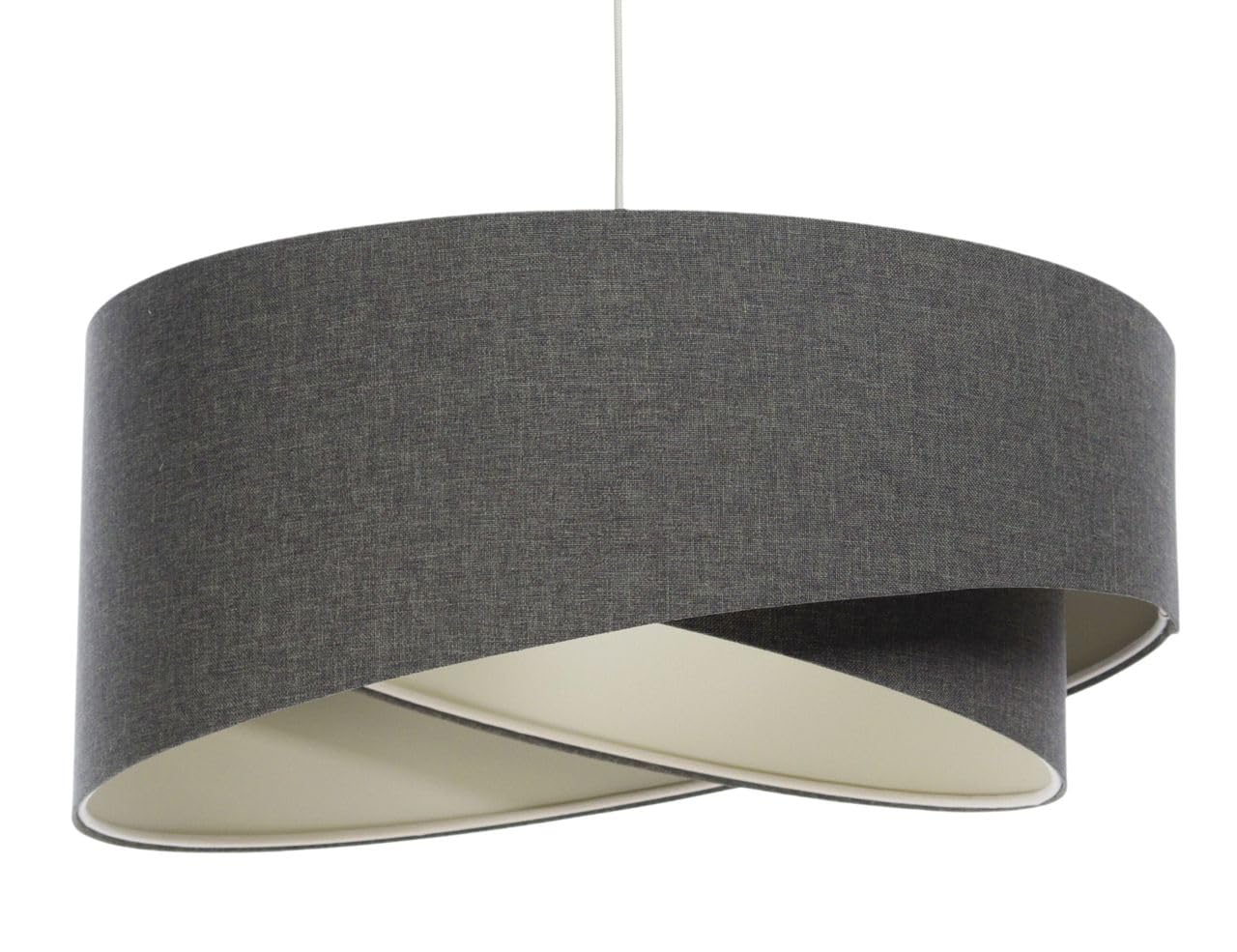 Licht-Erlebnisse Pendelleuchte rund D: 50 cm Grau Stoff Schirm E27 Modern Höhe verstellbar Boho Hängelampe Wohnzimmer Hängeleuchte Schlafzimmer