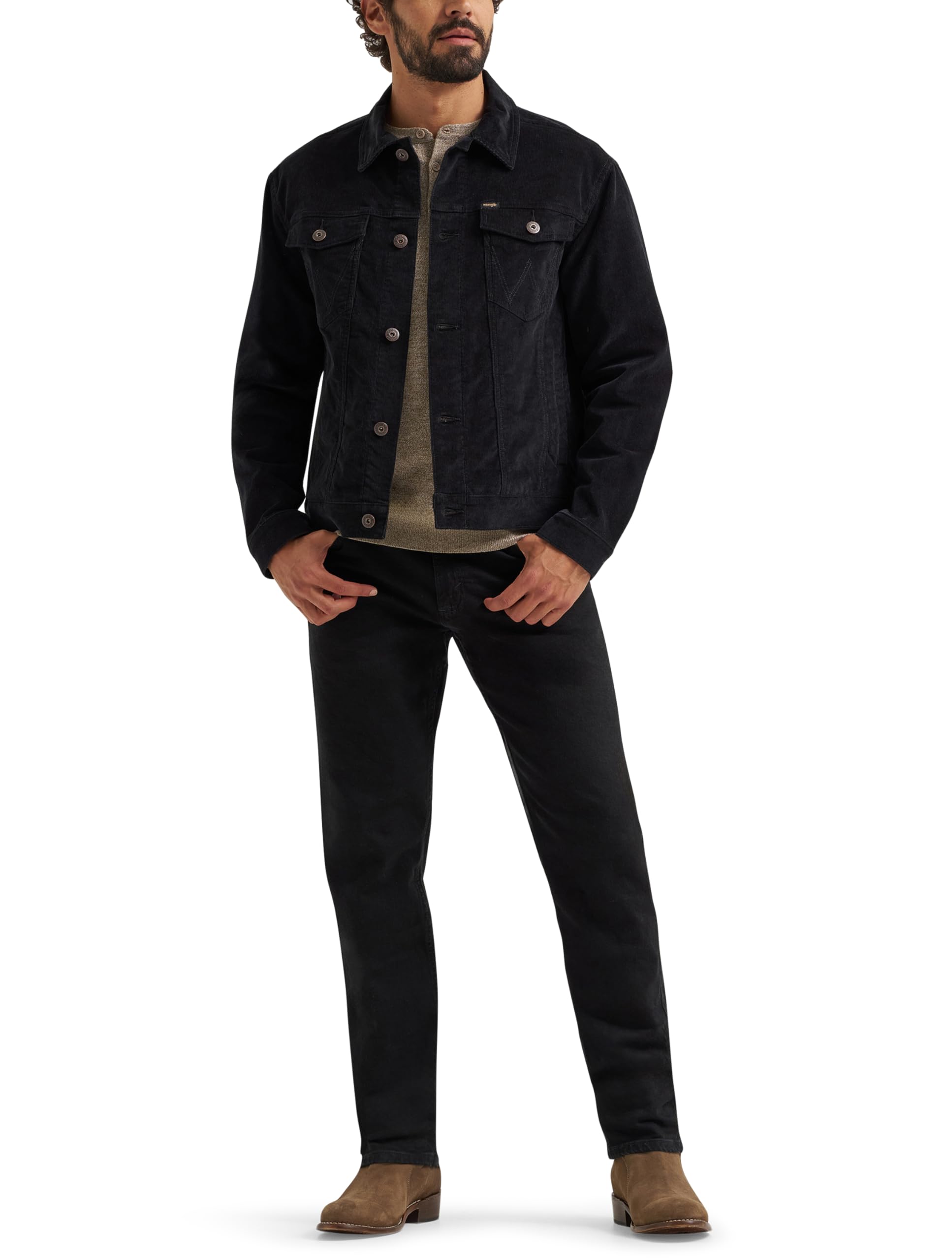 Wrangler Męska sztruksowa kurtka typu trucker Jet Black, L