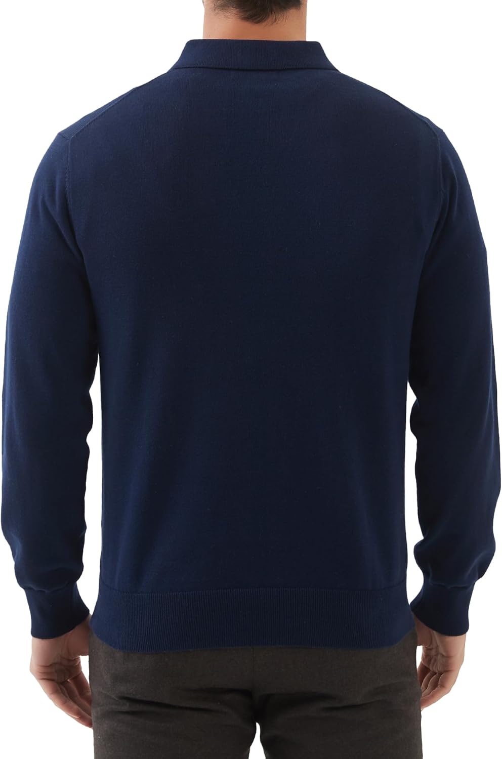 Kallspin Men's Cotton Knit Polo Sweater Classic Casual Long Sleeve Collared Pullover Sweater - Image 4