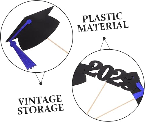 Miniatura 4 de HOMSFOU 5 bolsas con purpurina para centros de mesa de graduación 2023, palillos de flores para cupcakes, tapas de graduación, palillos de dientes