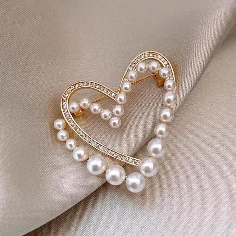 Image of Heart Brooches for Women Rhinestone Crystal Heart Brooch Pin Gift for Wife Girlfriend