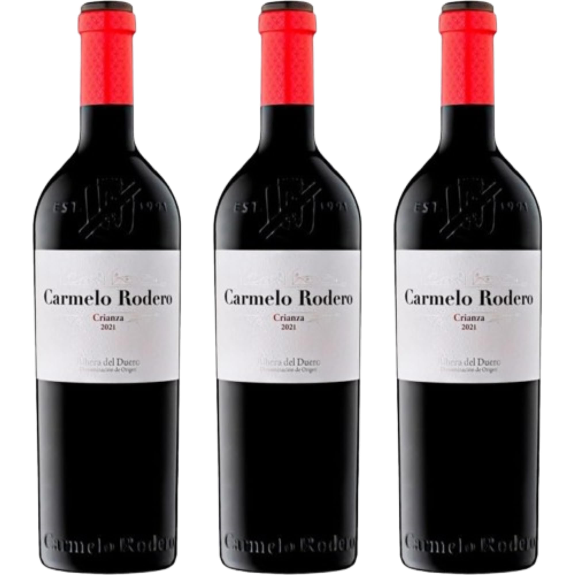 Carmelo Rodero Crianza, vino tinto español con Tempranillo y Cabernet Sauvignon, ideal para disfrutar cuerpo, carácter y elegancia en cada copa.| 3 botellas