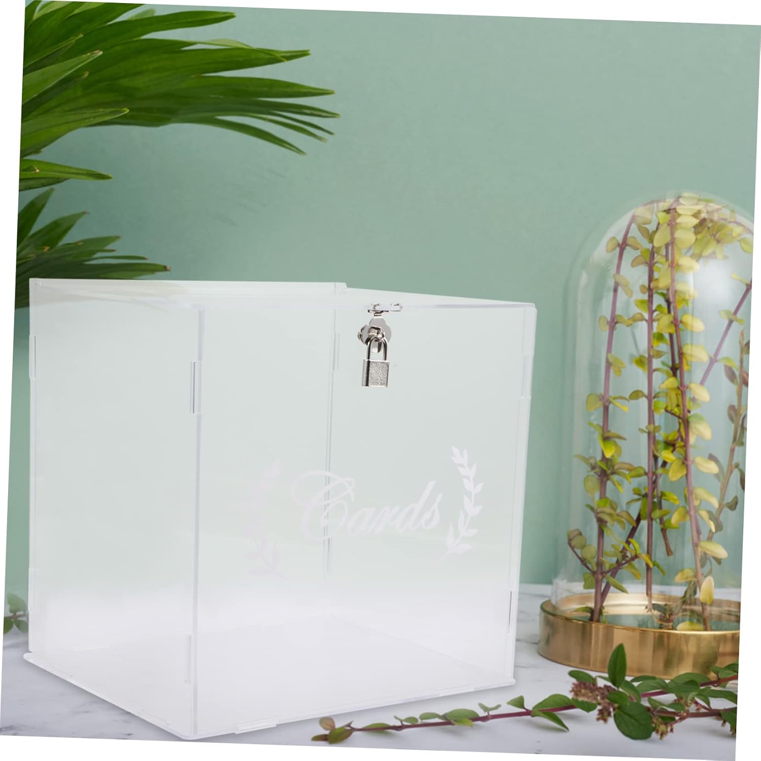 Angoily Wedding Card Boxes for Reception Clear Acrylic Message Party Supplies Gold Card Holder Box