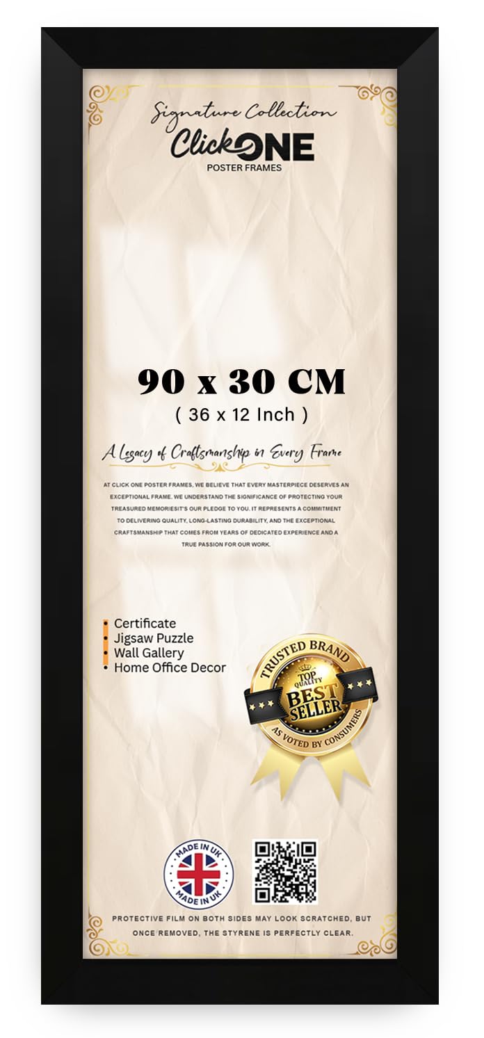 Click One Modern Picture Frames 90 X 30 cm Poster Frame Different Sizes For Personalized Photo Poster Favorite Print Certificate Panoramic View For Home And Office Decor 36 X 12 Inch Matt Black