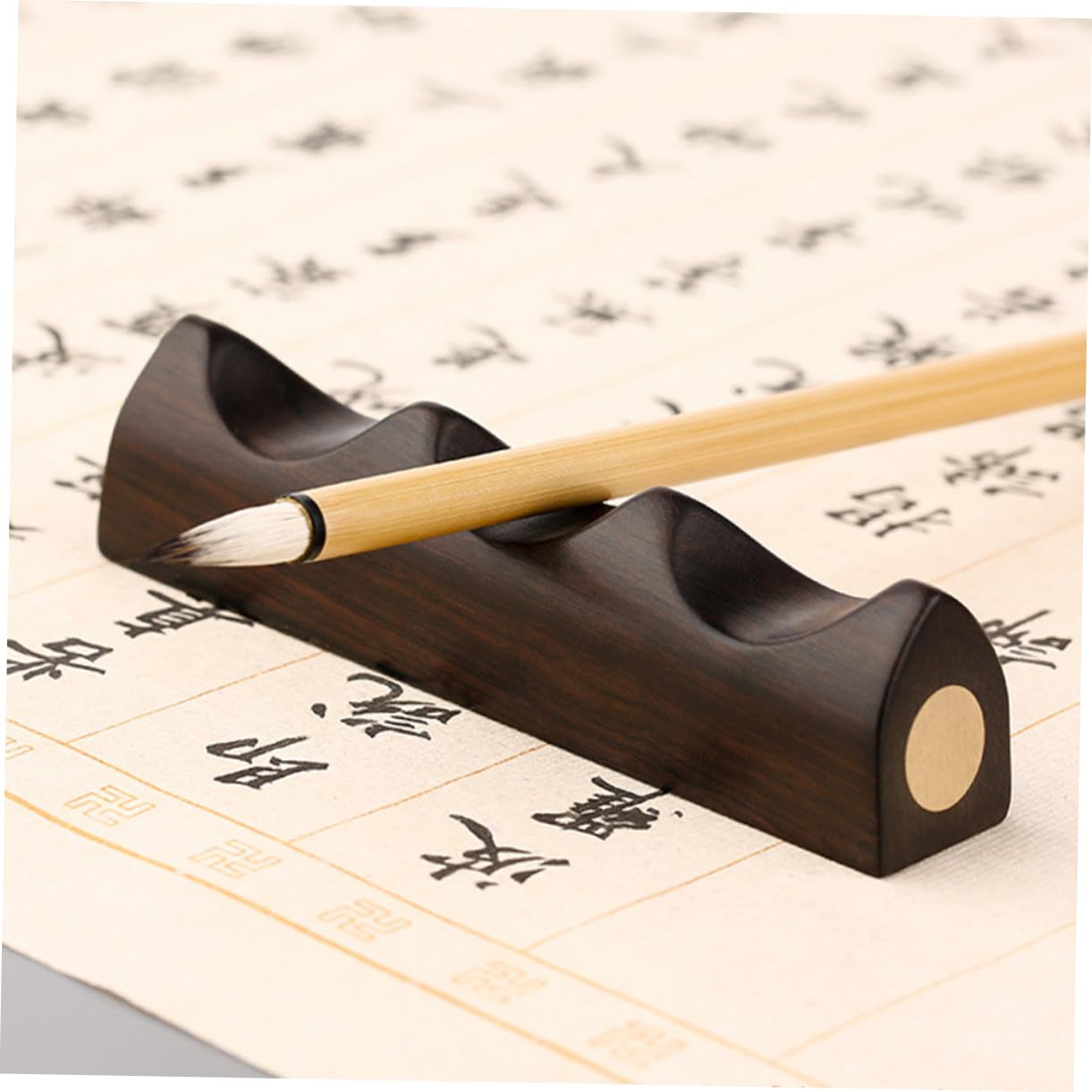 WEBEEDY 2 Stück Holz Pinselhalter – Mit Kupfereinlage, 10x2x2,5 Cm | Für Kalligrafie, Malen, Schreibtischorganisation