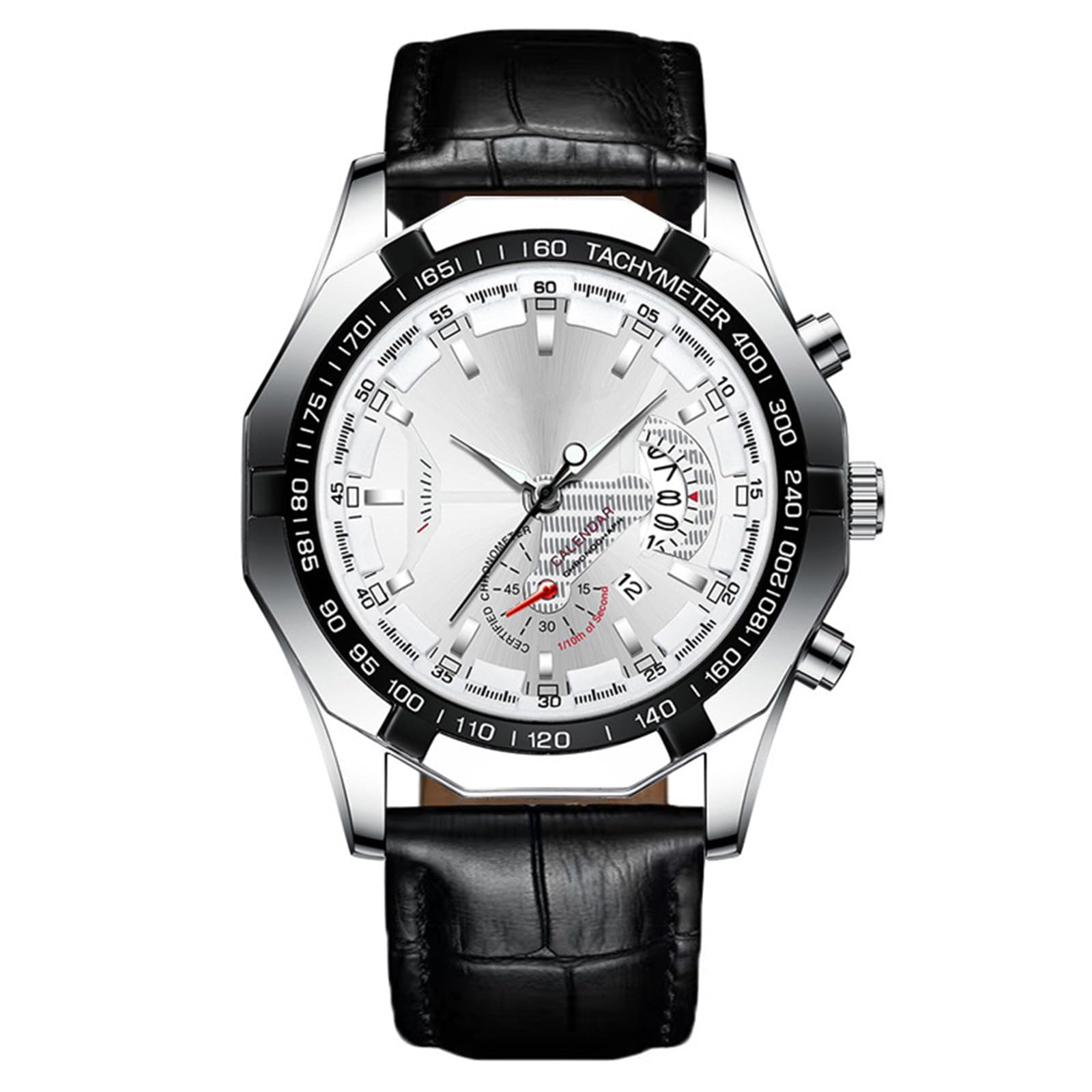 JOATVEE Fashion Men's Watches Non-Mechanical Large Dial with Calendar Analogue Quartz Watch Business and Sport Design Leather Strap Wrist Watch for Men