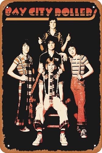 Zuhhgii Póster de Bay City Rollers de 12 x 8 pulgadas, letrero de metal vintage para decoración del hogar, garaje, hombre, cueva, arte de pared.