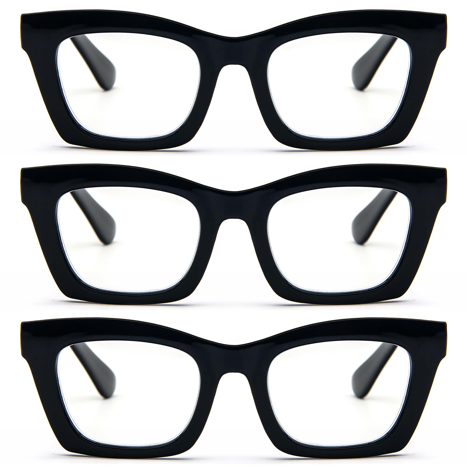 REAVEE Oprah Style Reading Glasses for Women, Blue Light Blocking Cute Oversized Square Computer Readers Spring Hinge
