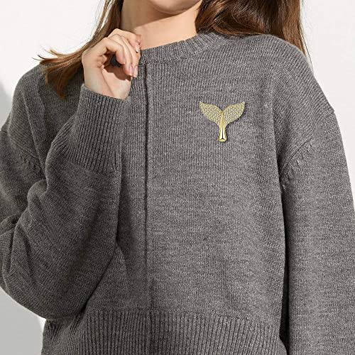 Image of Tail Brooch Pin Corsage, Sweater Dress Shawl Elegant Jewelry Accessory Decor for Wedding Birthday Party Christmas Gift (Gold)