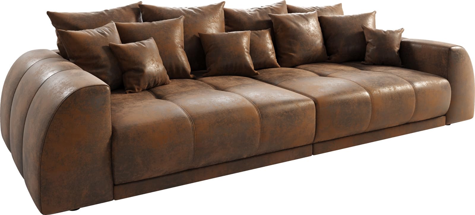 DeLife Grand Canapé Violetta Marron 310x135 cm Aspect Antique avec Coussin Grand Grand Canapé