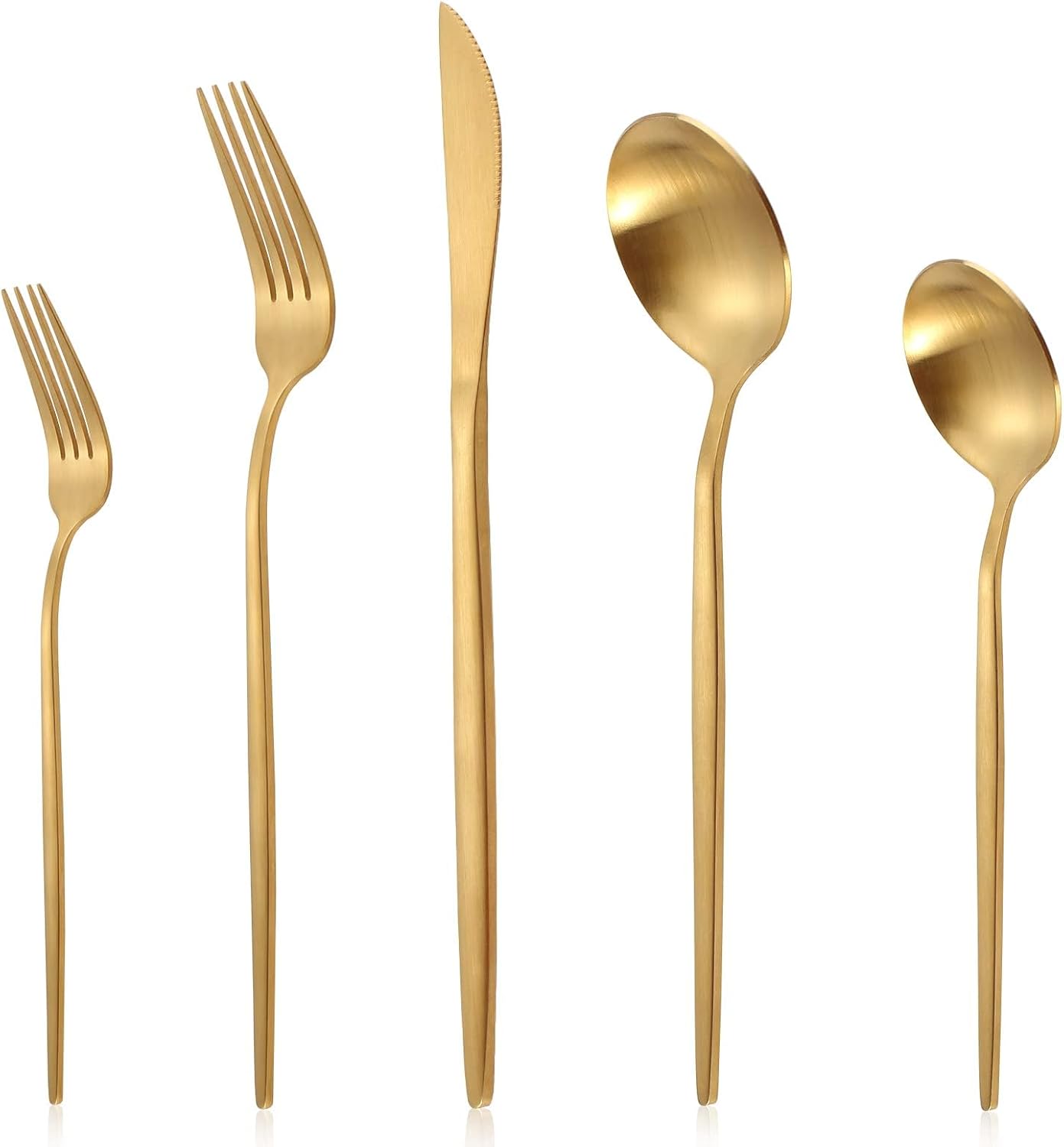 Matte Gold Silverware Set for 8,LAZAHOME Stainless Steel Flatware Cutlery Set,40-Piece Kitchen Utensil Set Include Spoons And Forks Set,Satin Polished Finished,Durable,Dishwasher Safe.