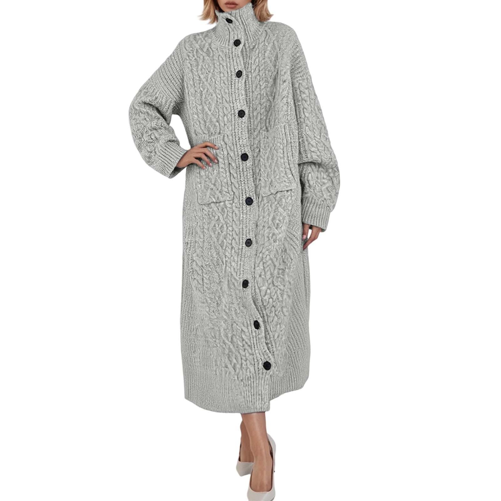Cardigan Femme Grosse Maille, Gilet en Laine Femme,Cardigan Long Ouvert sur Le Devant Manteau Ample en Tricot Tunique DéContractéE Grande Taille VêTements D'ExtéRieur Coupe Ample éPais Mode Hiver
