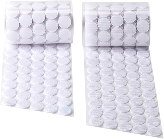 Self Adhesive Dots, 1000Pcs(500 Pair Sets) 0.78 Inch / 20mm Diameter Hook and Loop Self Adhesive Dots Tape, Nylon Sticky Back dots with High Viscocity Glue, Self Adhesive Hook and Loop Dots, White