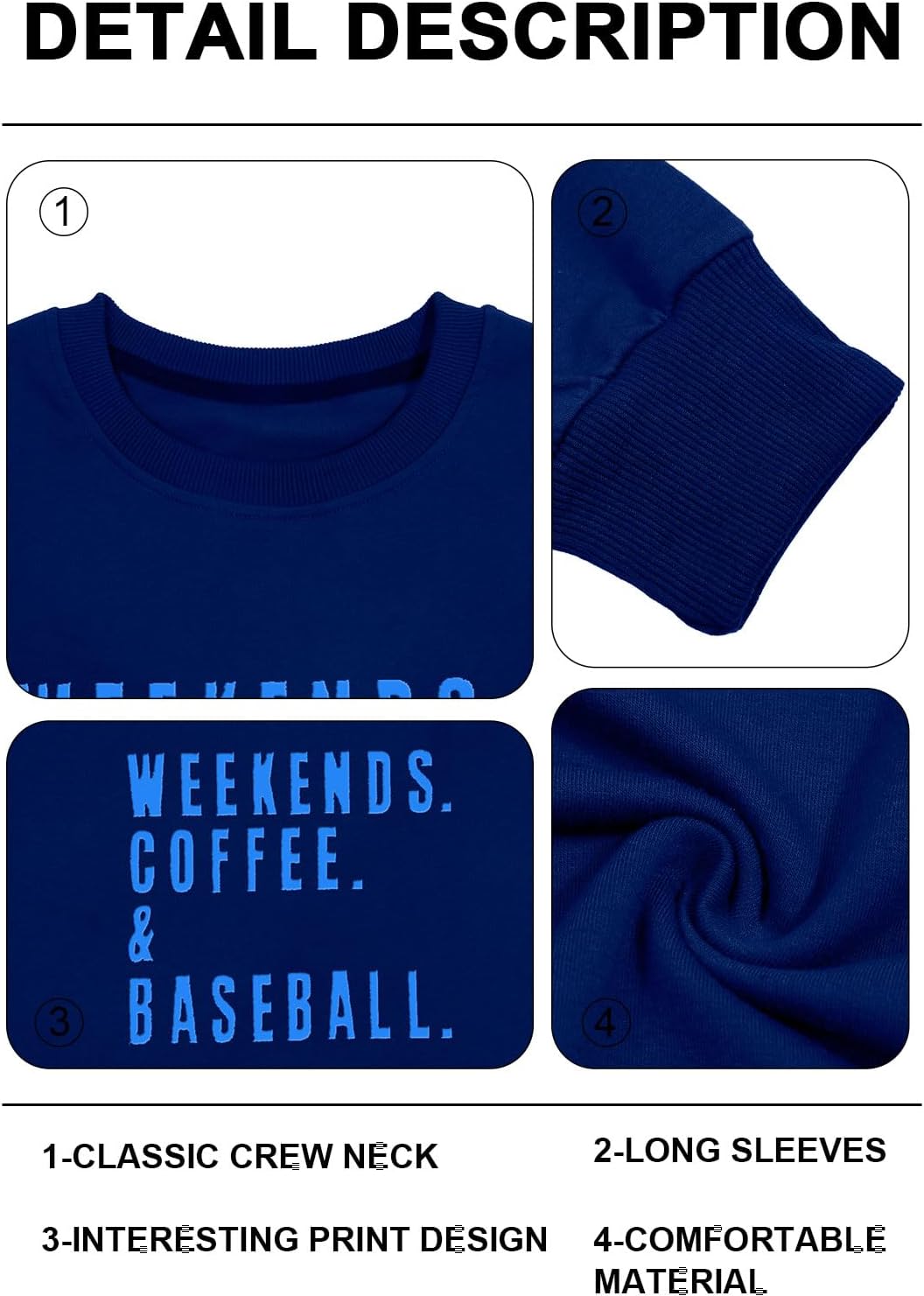 UNIQUEONE Baseball Mom Sweatshirt Women Weekends Coffee And Baseball Sweatshirt Mama Game Day Outfits Graphic Crewneck Tops