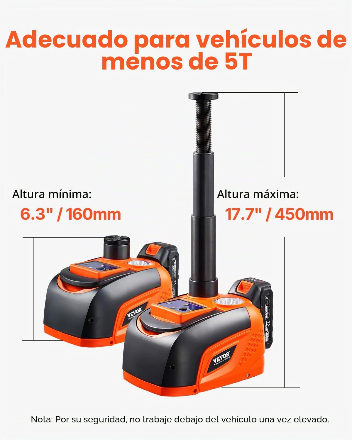 VEVOR Gato Eléctrico para Automóvil, 5 Toneladas, Gato de Tijera Eléctrico Llave de Impacto Eléctrica, Reemplazo de Neumáticos con Luz LED y Control Remoto, para Sedán, SUV, 400 x 170 x 325 mm