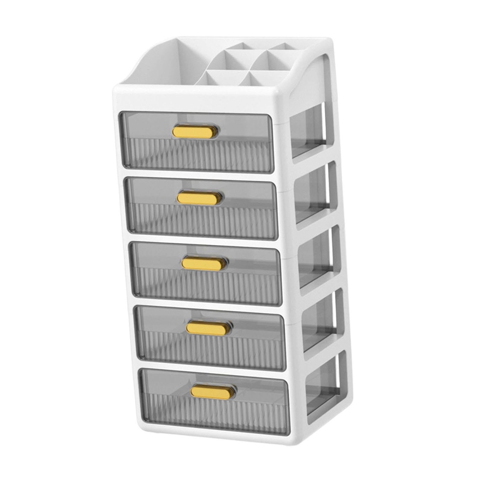 Organizzatore Da Scrivania con Cassetti, Organizer per Trucchi, Scatola Portaoggetti Da Scrivania, Scomparto Organizer Da Scrivania, Espandibi, 5 Livelli Bianchi