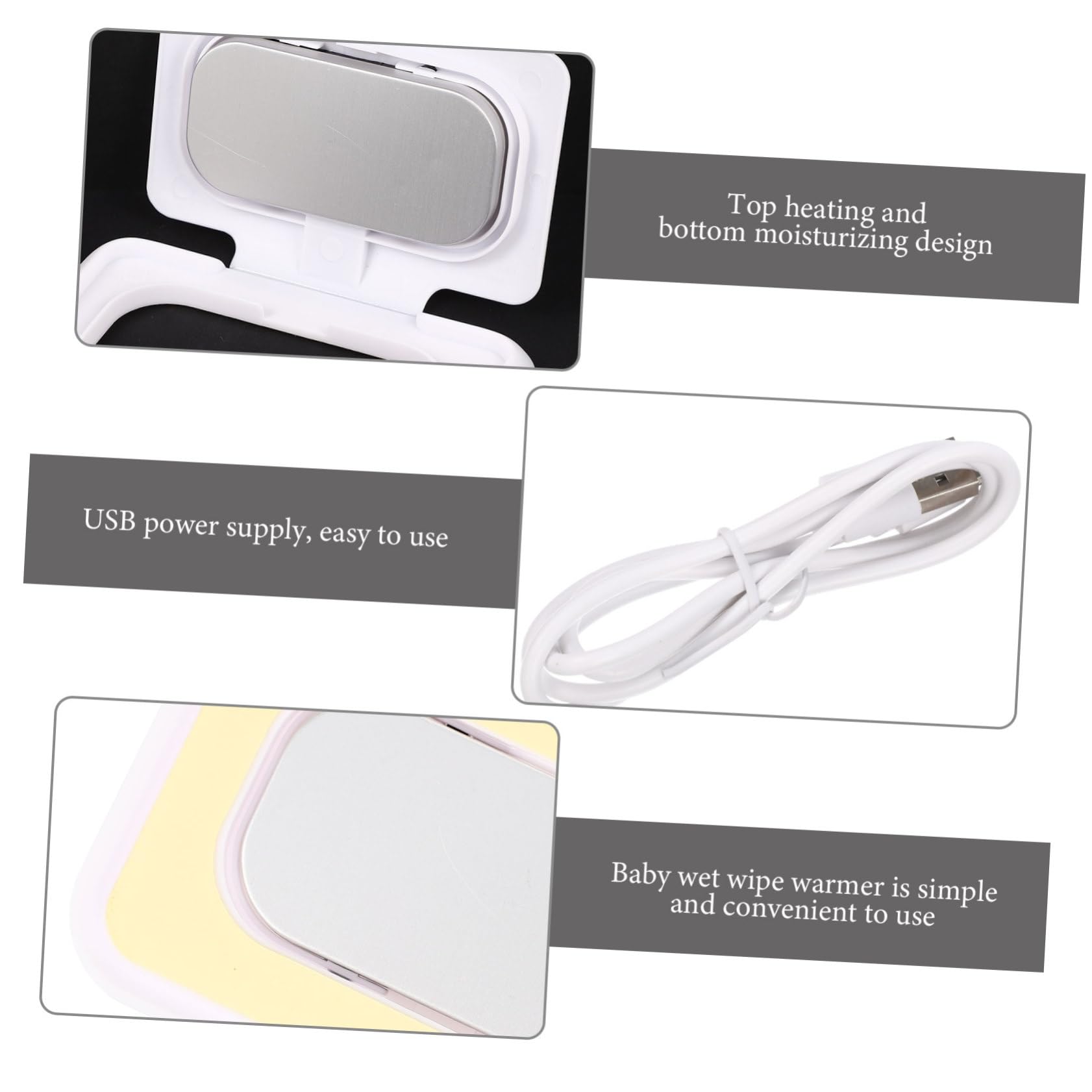 3 Pièces Essuie-tout Lingettes De Voiture Machine De Chauffage De Lingettes Humides Lingettes Pour Voiture Lingettes De Voyage Pour Bébé Distributeur De Voyage Pp Blanche