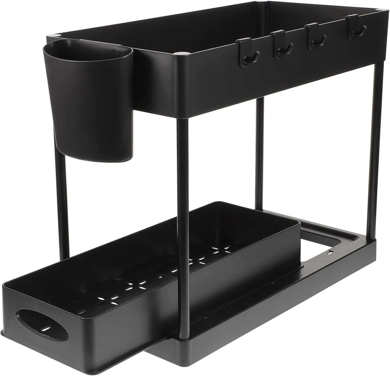 Garneck Elegant Sliding Storage Basket under The Sink Organizer Kitchen Organizer Home Organization Black