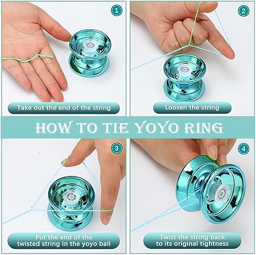 Miniatura 2 de QULEWUU Yoyo profesional que no responde para niños y adultos, paquete de 2 bolas de metal Speed Yoyo con 10 cuerdas y 2 guantes de dedo de dragón