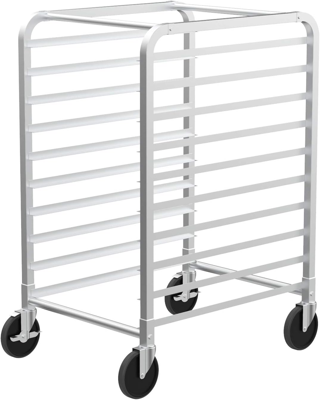 VINGLI 10-Tier Bakery Rack Commercial Stainless Steel Bun Pan Sheet Rack with Brake Casters for Kitchen, Restaurant, Cafeteria