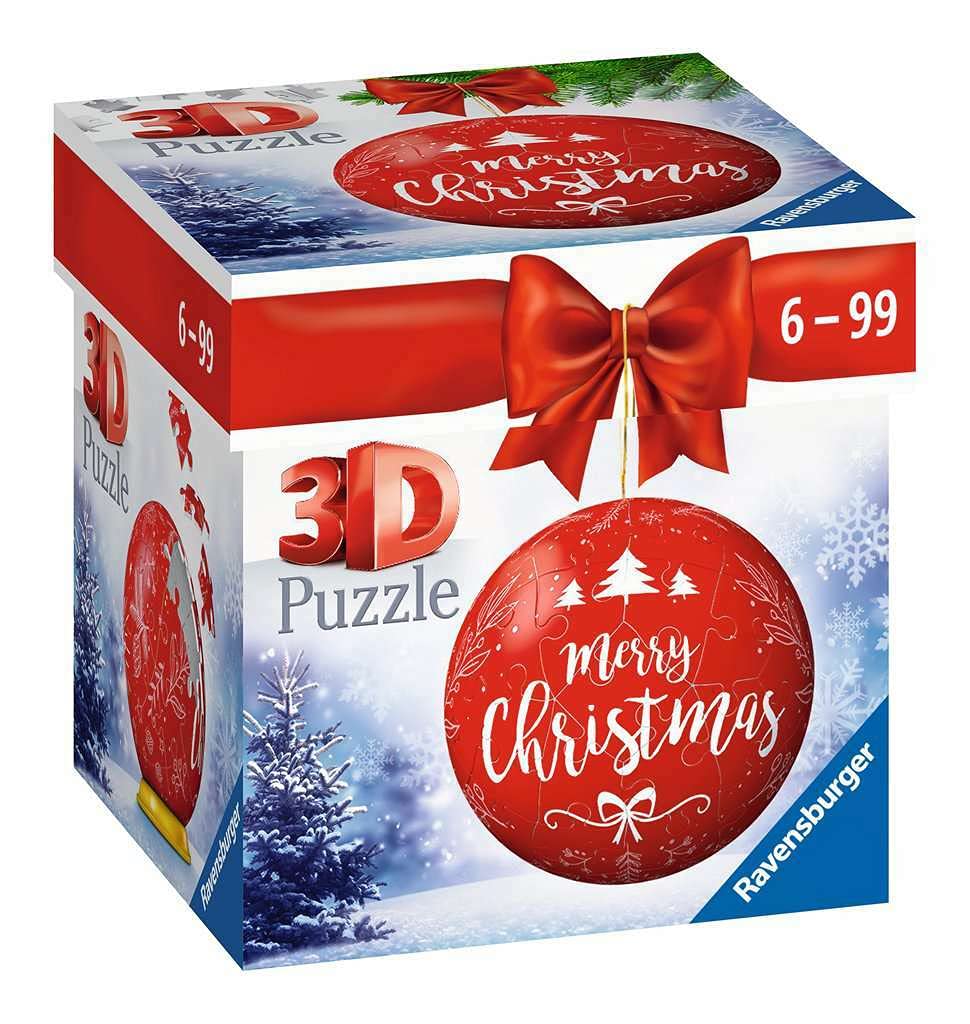 Ravensburger 3D Puzzle-Ball Weihnachtskugel Merry Christmas 11268 – 54 Teile – für Weihnachtsfans ab 6 Jahren: Erlebe Puzzeln in der 3. Dimension!