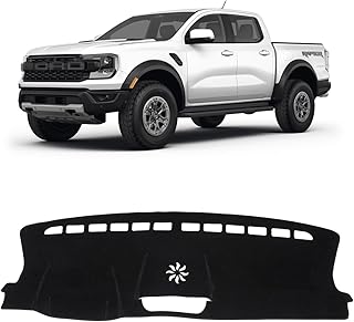 Car Dash Cover for Ford Ranger 2024 2025 2026 (XLz, XLT, Lariat) Polyester Dashboard Cover Non-Slip Interior Accessories for Ranger Custom Fit Dash Mat Sunshade Windshield No Glare Black
